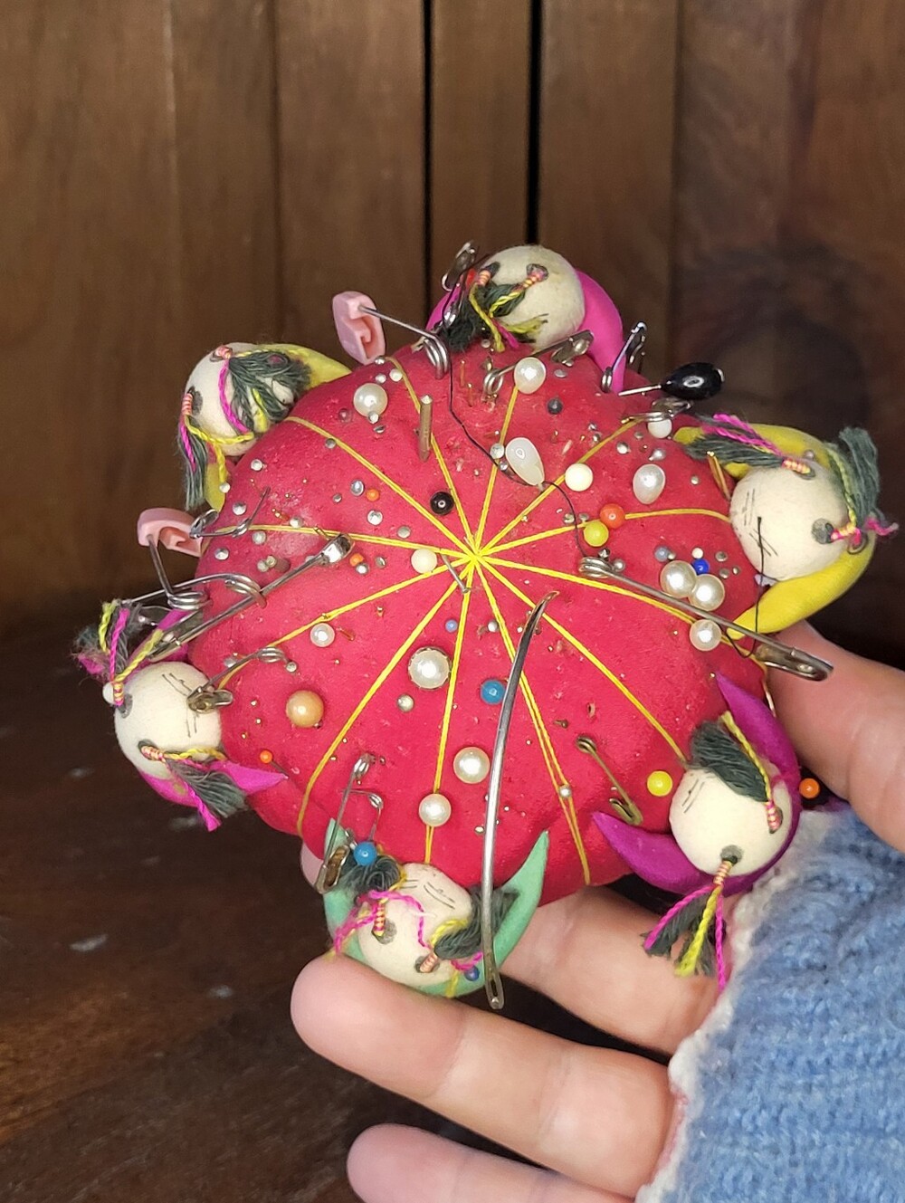 Colorful Bird Pin Cushion with Assorted Pins - Picture 7 of 9